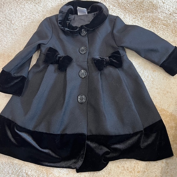 Black Formal Pea Coat with Bows - Picture 1 of 2